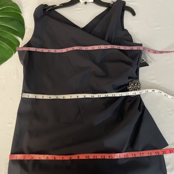 NWT $229 Alex Evenings [ 18 ] Side Ruched‎ Cocktail Dress in Charcoal - Picture 3 of 14